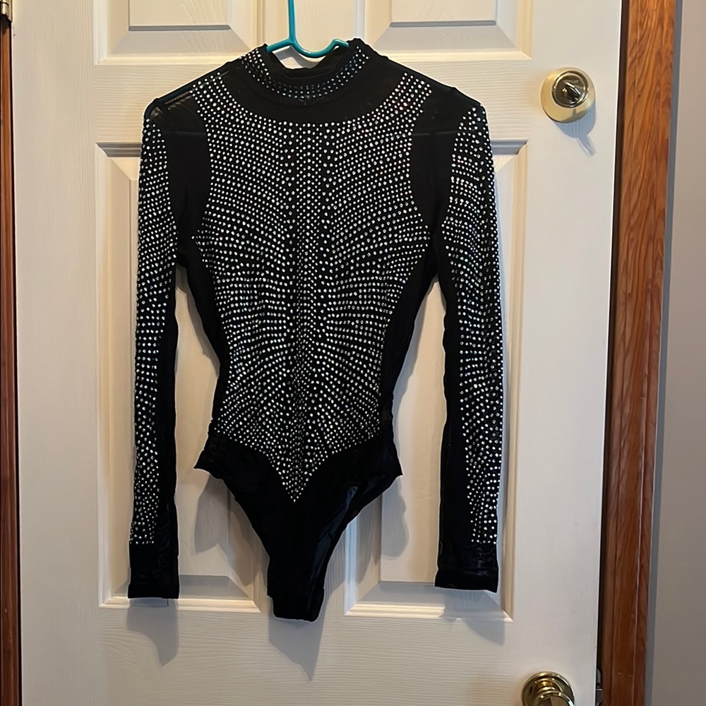 Elegant Black and White Patterned Bodysuit